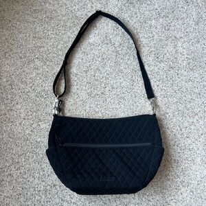 NWOT VERA BRADLEY Large Black Cotton Tote Rose Interior